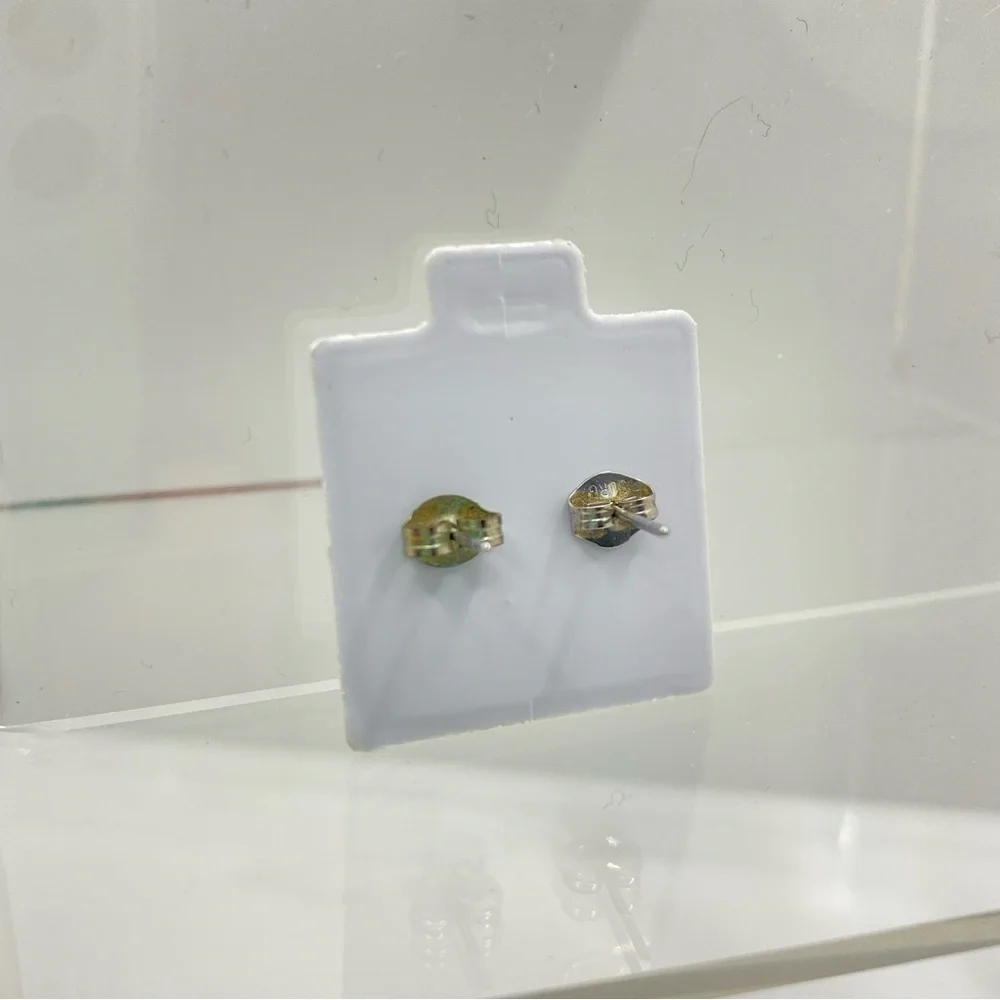 Turtle/ Butterfly Silver-Tone Enamel Rhinestone Stud Pierced Earrings Set Of 2